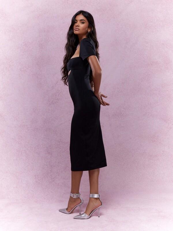 Missguided MISSGUIDED Cut Out Square Neck Simple Summer Midi Dress