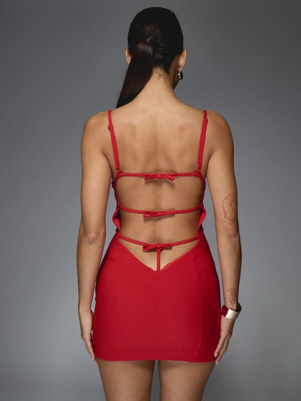 Missguided MISSGUIDED Cut-Out Sweetheart Neck Backless Spaghetti Strap Bodycon Mini Dress