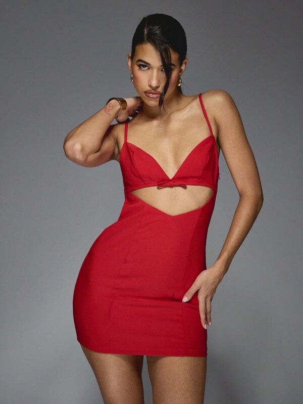 missguided MISSGUIDED Cut-Out Sweetheart Neck Backless Spaghetti Strap Bodycon Mini Dress