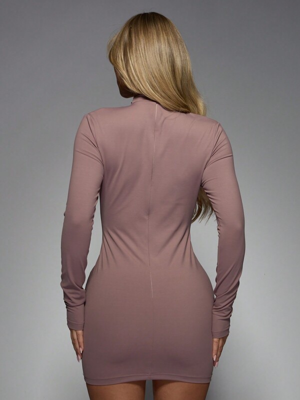 Missguided MISSGUIDED Cutout Bodycon Long Sleeve High Neck Mini Dress