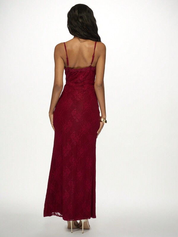 Missguided MISSGUIDED Deep Keyhole Front High Slit Spaghetti Straps Maxi Dresses