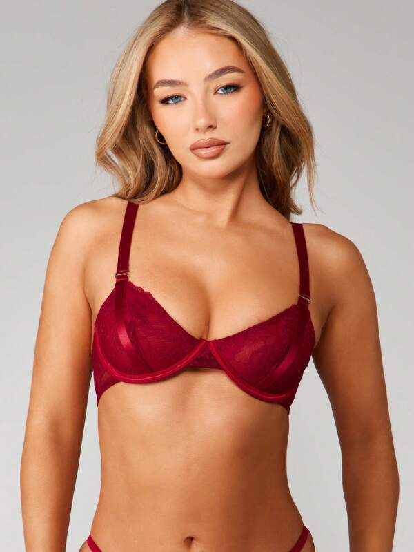 missguided MISSGUIDED Deep Plunge Lace Bra With Underwire