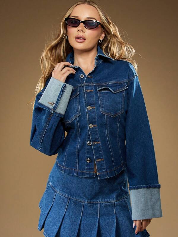 missguided MISSGUIDED Denim Jacket With Turn Up Cuffs
