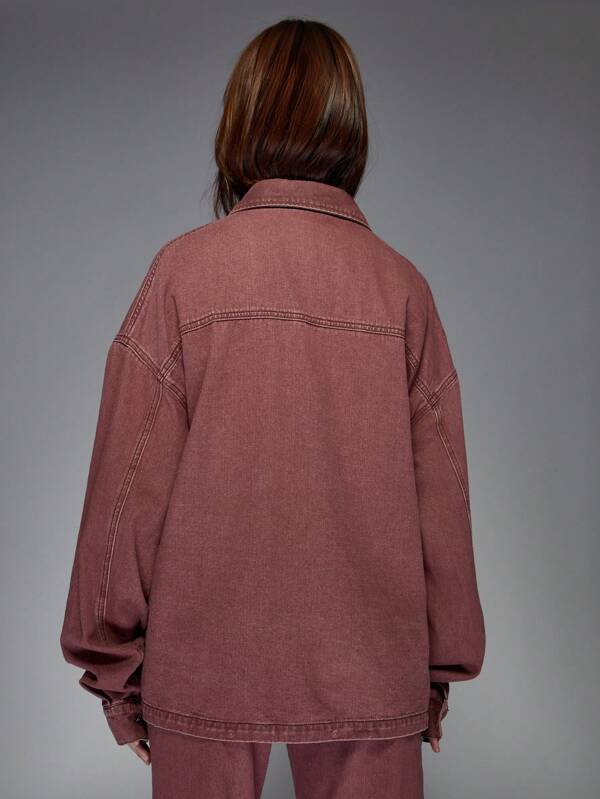 Missguided MISSGUIDED Designer Oversized Distressed Utility Denim Jacket With Patch Pockets