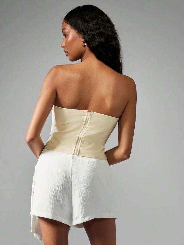 Missguided MISSGUIDED Designer Strapless Boned Structured Tailored Fitted Statement Piece Corset Top