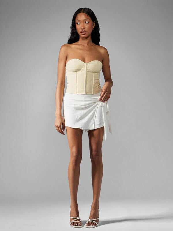 Missguided MISSGUIDED Designer Strapless Boned Structured Tailored Fitted Statement Piece Corset Top