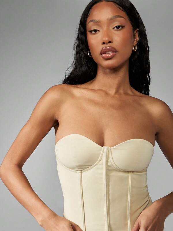 Missguided MISSGUIDED Designer Strapless Boned Structured Tailored Fitted Statement Piece Corset Top