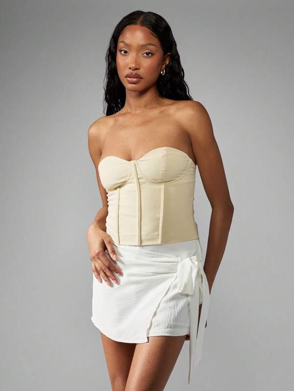 missguided MISSGUIDED Designer Strapless Boned Structured Tailored Fitted Statement Piece Corset Top