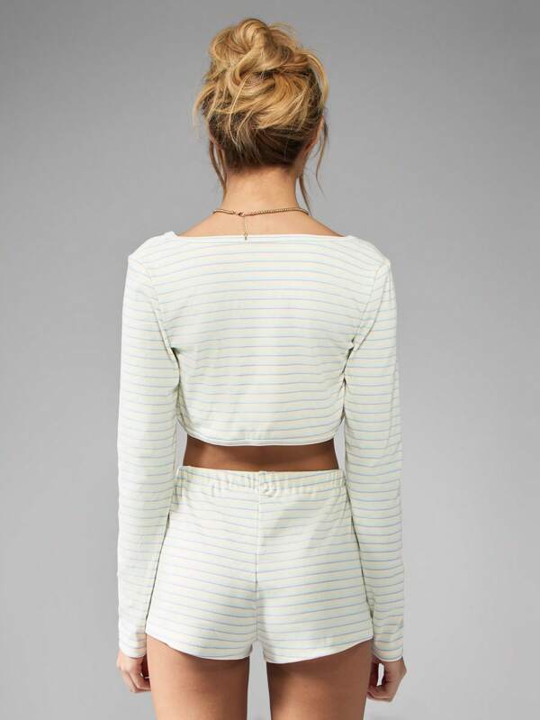 Missguided MISSGUIDED Designer Striped Shrug Co-Ord Shorts Set