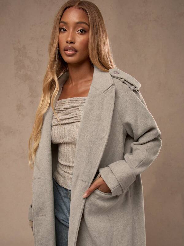 Missguided MISSGUIDED Designer Wool Maxi Length Overcoat