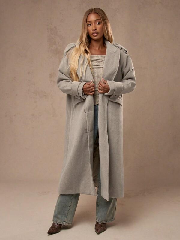 Missguided MISSGUIDED Designer Wool Maxi Length Overcoat