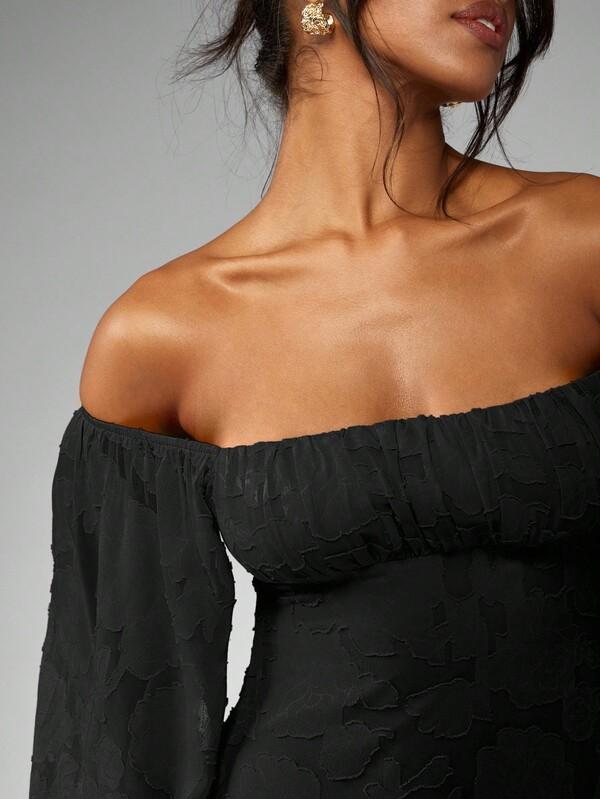 Missguided MISSGUIDED Devore Chiffon Mini Skater Dress With Balloon Sleeves