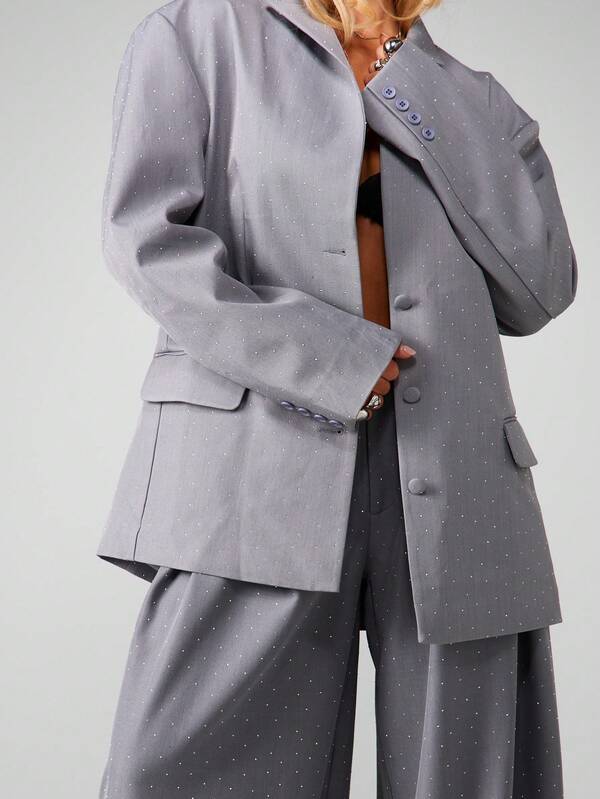 Missguided MISSGUIDED Diamante Blazer With Sparkly Details