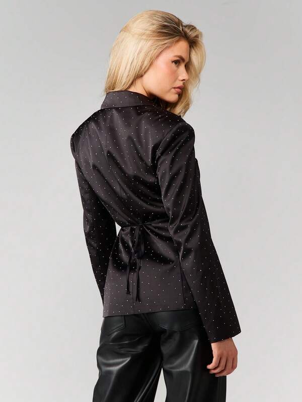 Missguided MISSGUIDED Diamante Polka Dot Fitted Blazer