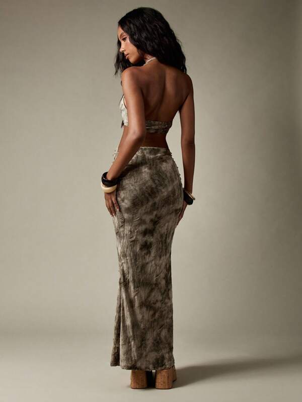 Missguided MISSGUIDED Distressed Jersey Maxi Dress With Cutouts And Hardware