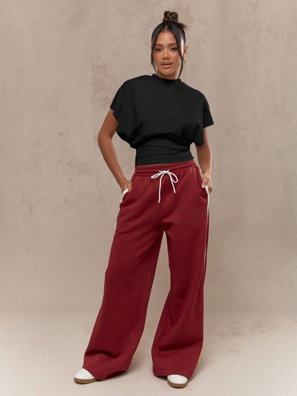 Missguided MISSGUIDED Dolman Sleeve T Shirt With Cropped Blouson Waist