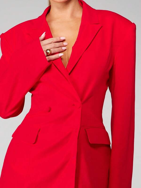 Missguided MISSGUIDED Double Breasted Blazer Dress With Padded Shoulders