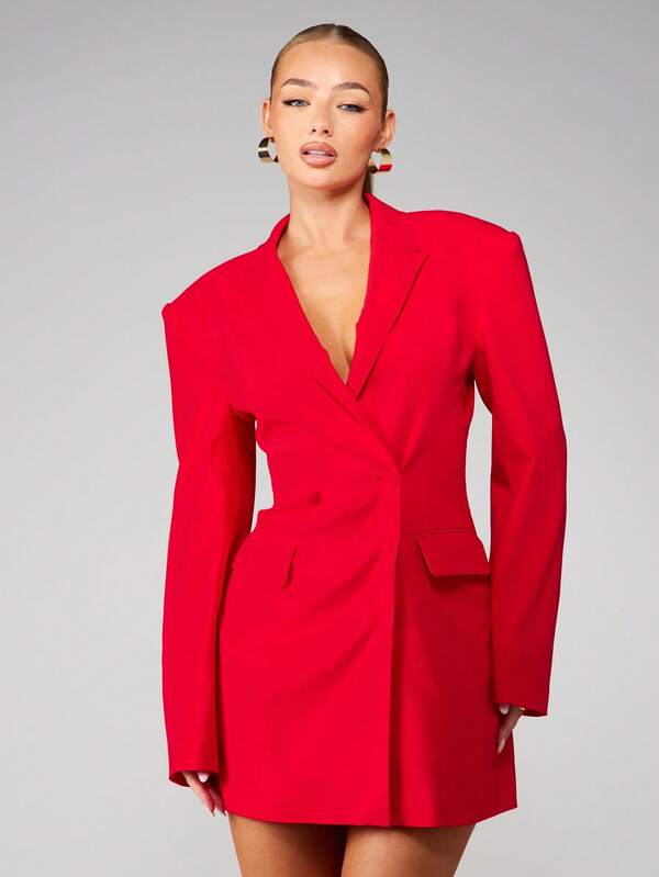 missguided MISSGUIDED Double Breasted Blazer Dress With Padded Shoulders