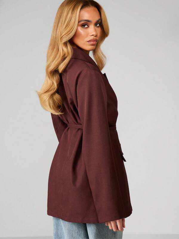 Missguided MISSGUIDED Double Breasted Blazer With Belt