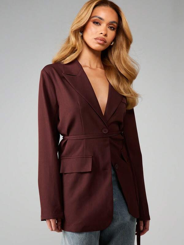 missguided MISSGUIDED Double Breasted Blazer With Belt