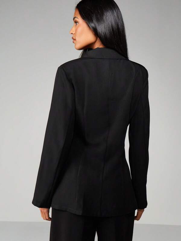 Missguided MISSGUIDED Double-Breasted Blazer With Lapel Collar