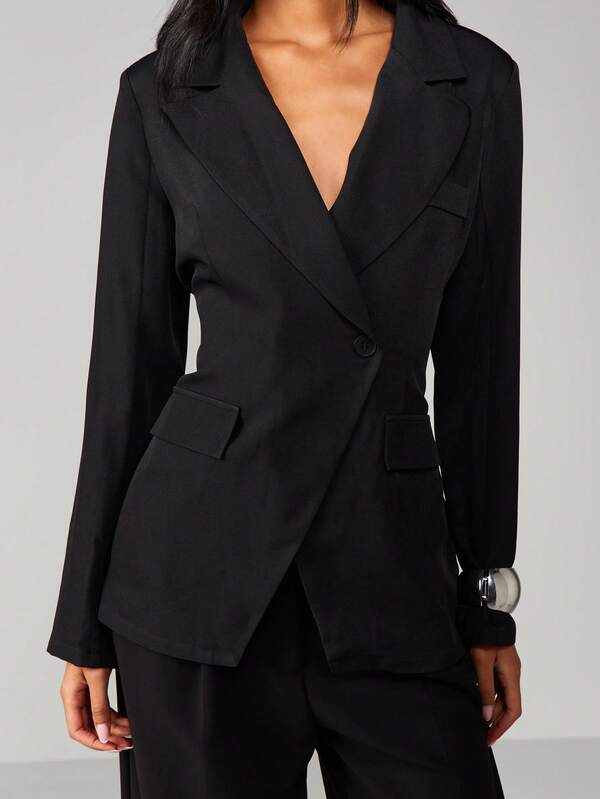 Missguided MISSGUIDED Double-Breasted Blazer With Lapel Collar