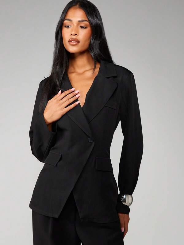 missguided MISSGUIDED Double-Breasted Blazer With Lapel Collar