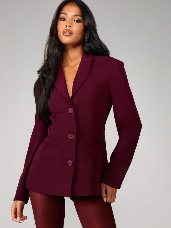 Missguided MISSGUIDED Double Breasted Fitted Blazer With Rhinestone Belt