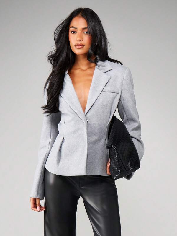 missguided MISSGUIDED Double Breasted Lapel Collar Blazer