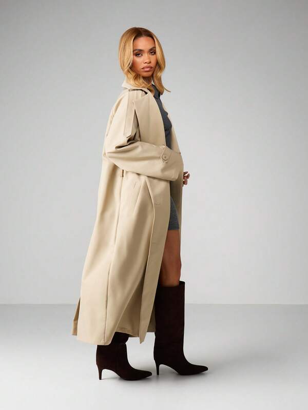 Missguided MISSGUIDED Double-Breasted Trench Coat With Belt