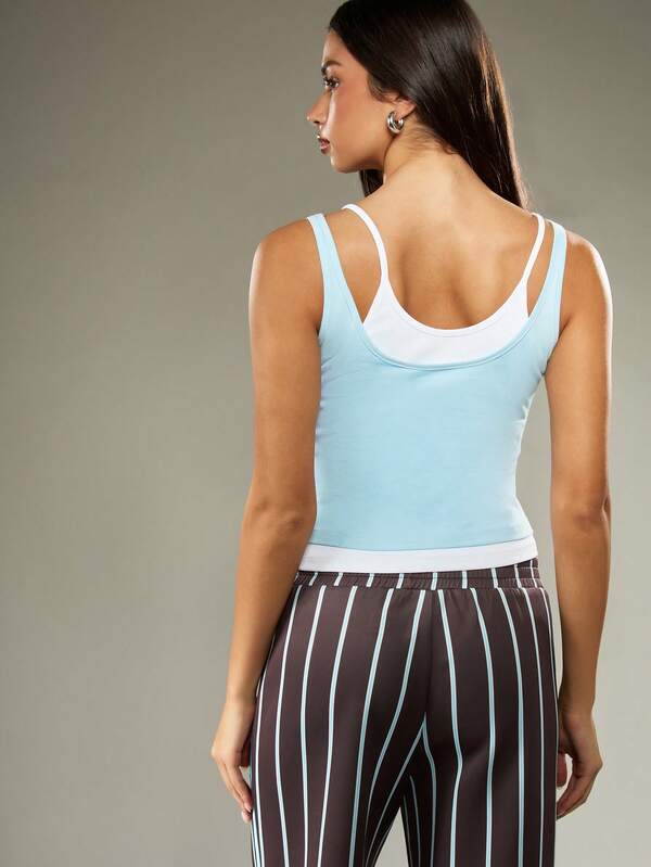 Missguided MISSGUIDED Double Layer Cami Top With Ribbed Trim