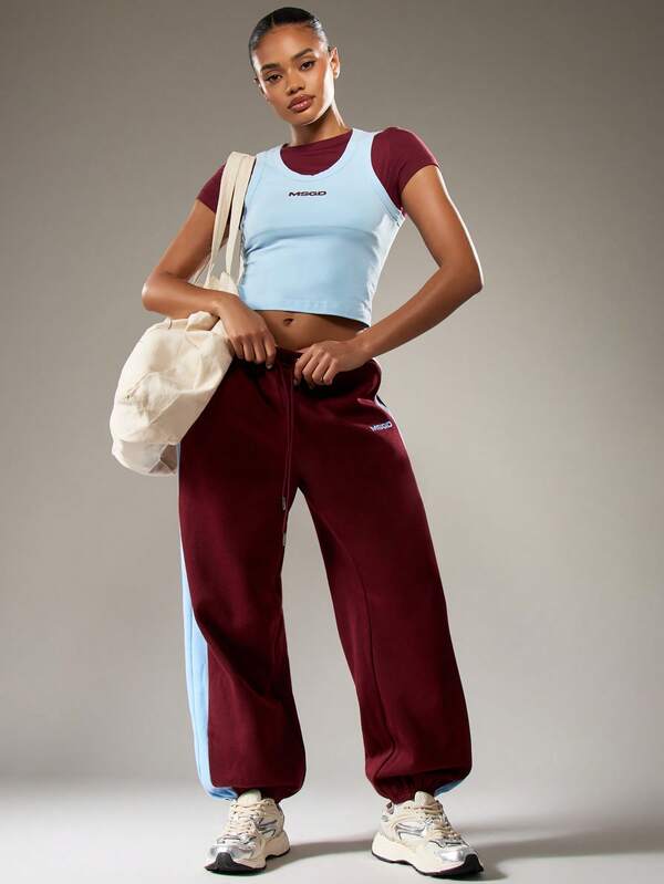 Missguided MISSGUIDED Double Layer Cropped T-Shirt With Contrast Sleeves