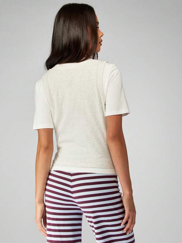 Missguided MISSGUIDED Double Layer T-Shirt With Bow Detail And Short Sleeves