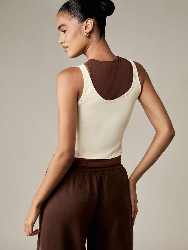 Missguided MISSGUIDED Double Layer Tank Top With Contrast Color Design