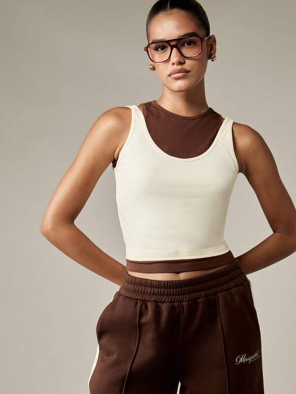 Missguided MISSGUIDED Double Layer Tank Top With Contrast Color Design