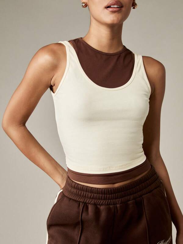 missguided MISSGUIDED Double Layer Tank Top With Contrast Color Design