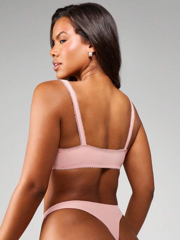 Missguided MISSGUIDED Double Lined Bralette With Picot Trim And Ruched Detail
