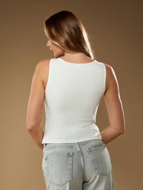 Missguided MISSGUIDED Double Twist Front Cut Out Tank Top