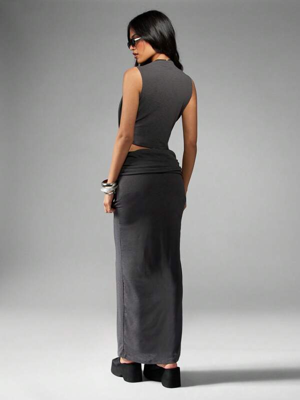 Missguided MISSGUIDED Draped Cowl Back Crop Top And Maxi Skirt Two-Piece Set