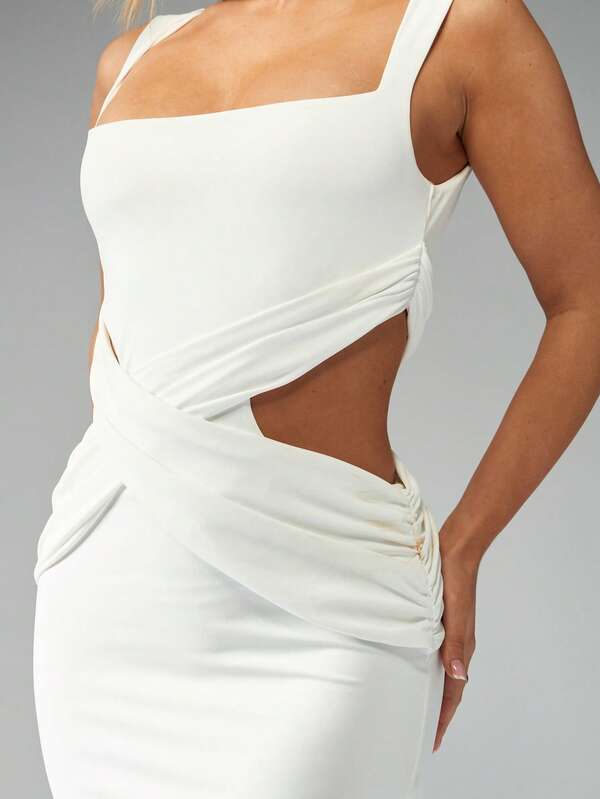 Missguided MISSGUIDED Draped Cut Out Side Cutout Floor Length Dress