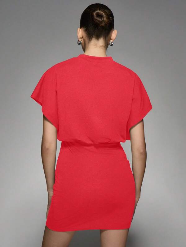 Missguided MISSGUIDED Draped Shoulder Bodycon Mini Dress