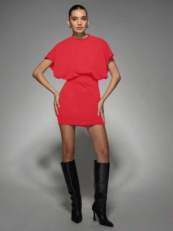 Missguided MISSGUIDED Draped Shoulder Bodycon Mini Dress