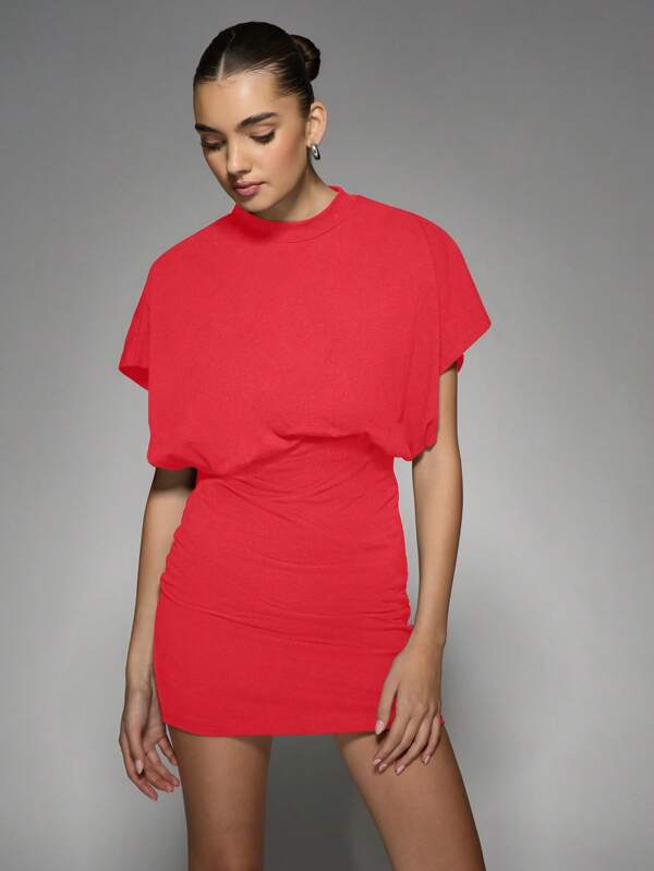 missguided MISSGUIDED Draped Shoulder Bodycon Mini Dress