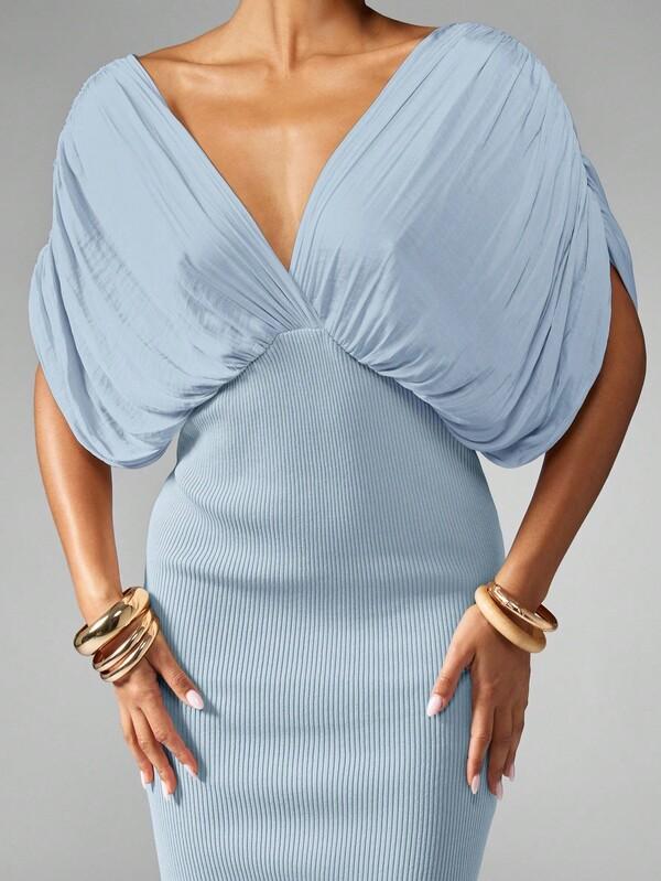 Missguided MISSGUIDED Draped Sleeve Maxi Dress With Empire Waist