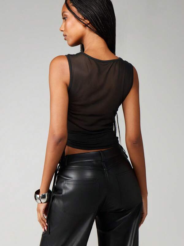 Missguided MISSGUIDED Draped V-Neck Tank With Side Ties