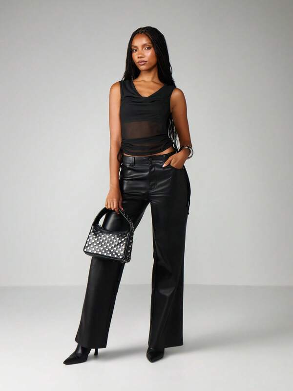 Missguided MISSGUIDED Draped V-Neck Tank With Side Ties