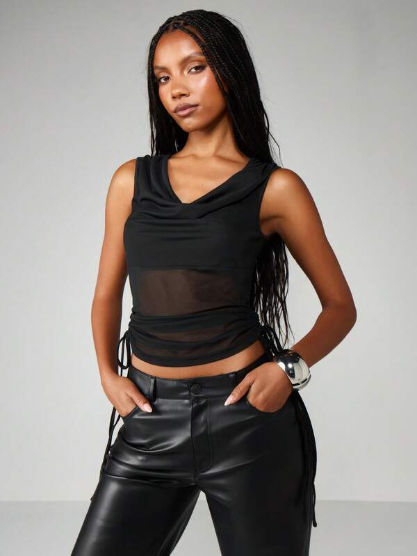 Missguided MISSGUIDED Draped V-Neck Tank With Side Ties