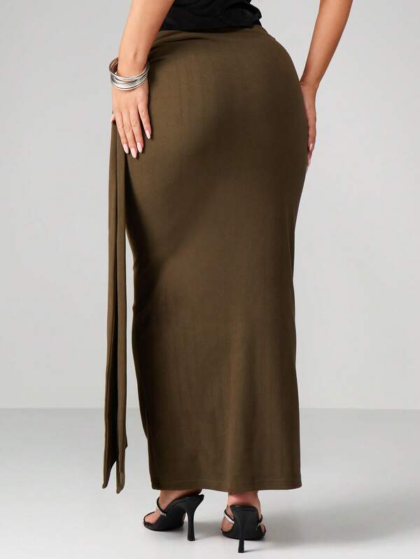 Missguided MISSGUIDED Draped Wrap Detail Maxi Skirt