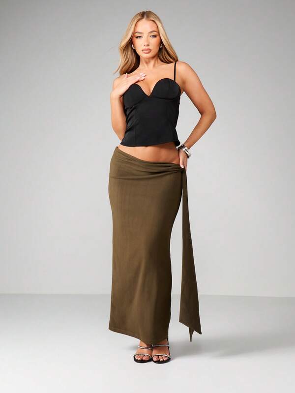 Missguided MISSGUIDED Draped Wrap Detail Maxi Skirt