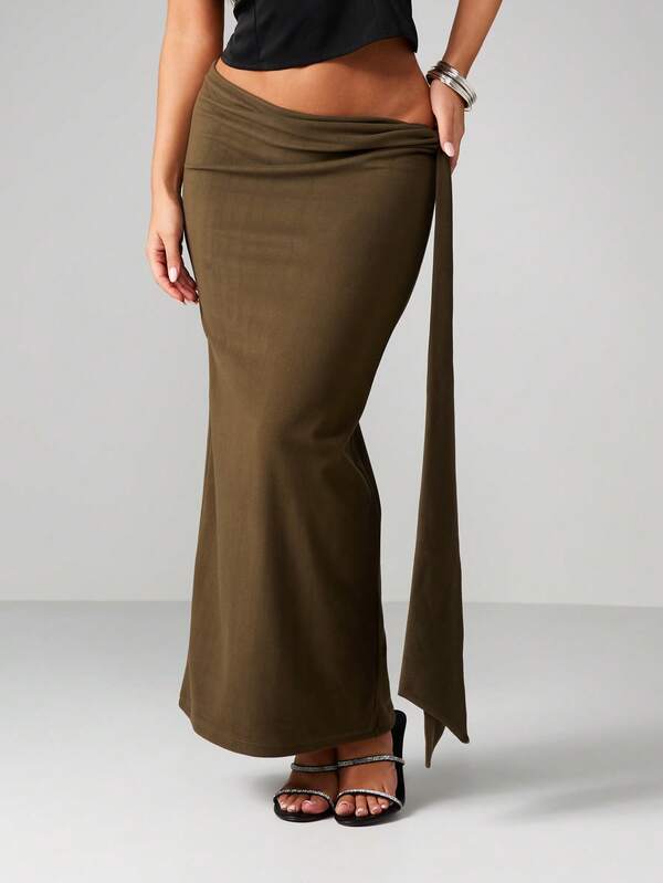 missguided MISSGUIDED Draped Wrap Detail Maxi Skirt